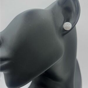 Round Sterling Silver Studs with Diamond Accent